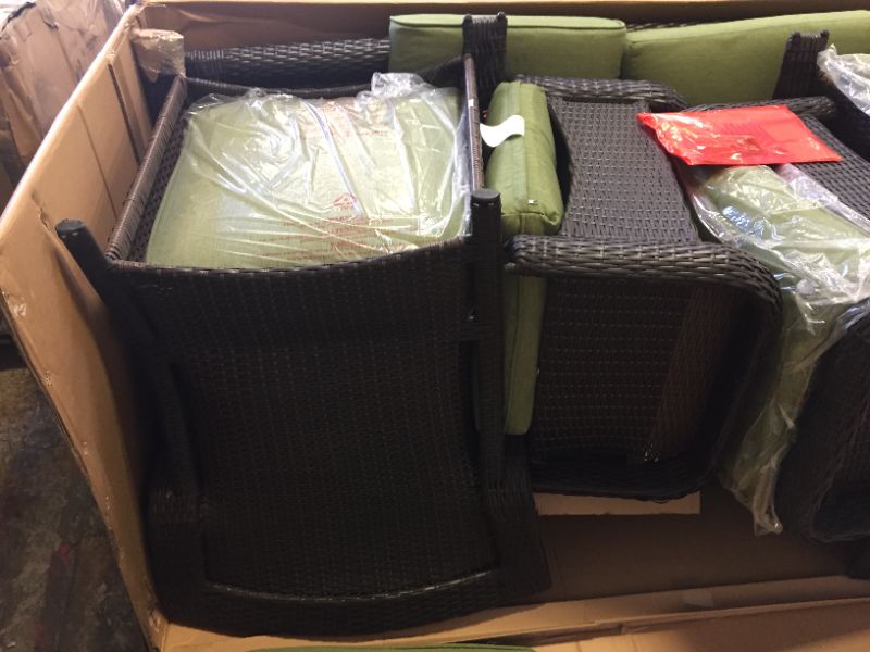 Photo 6 of  6-Piece Deep Wicker Patio Seating Set with Cilantro Green Cushions -- EVERYTHING INCLUDED --- 