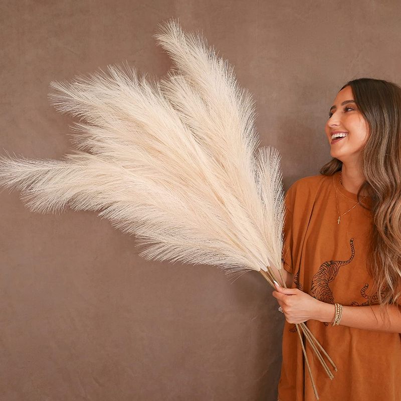Photo 1 of 31Mod Faux Pampas Grass with 4 Large Artificial Pampas Grass Stems — 43" (Set of 4), No-Shedding and Low Maintenance Pampas Grass Decor, Fake Pampas Grass, Pampas Grass Large, Boho Decor (43")
