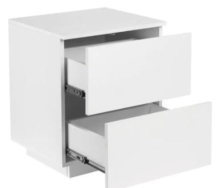 Photo 1 of 2-Drawer LED White Nightstand 21.7 in. H x 17.7 in. W x 15.7 in. D. SELLING FOR PARTS.
