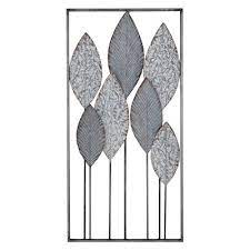 Photo 1 of 18" x 36" Rectangular Metal Leaf Wall Art Silver - Olivia & May

