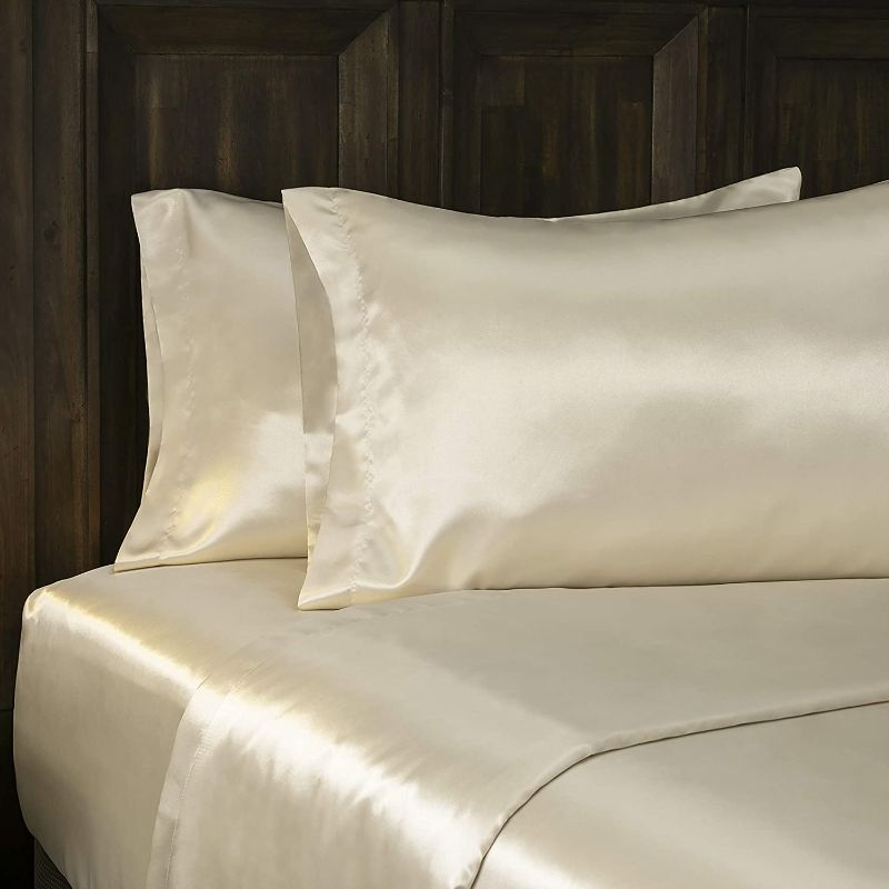 Photo 1 of Baltic Linen - 361129150 Satin Luxury Sheet Set Queen Ivory 4-Piece Set