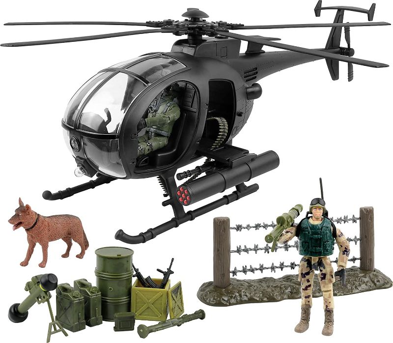 Photo 1 of Click N’ Play Military Attack Combat Helicopter 20 Piece Play Set with Accessories.
