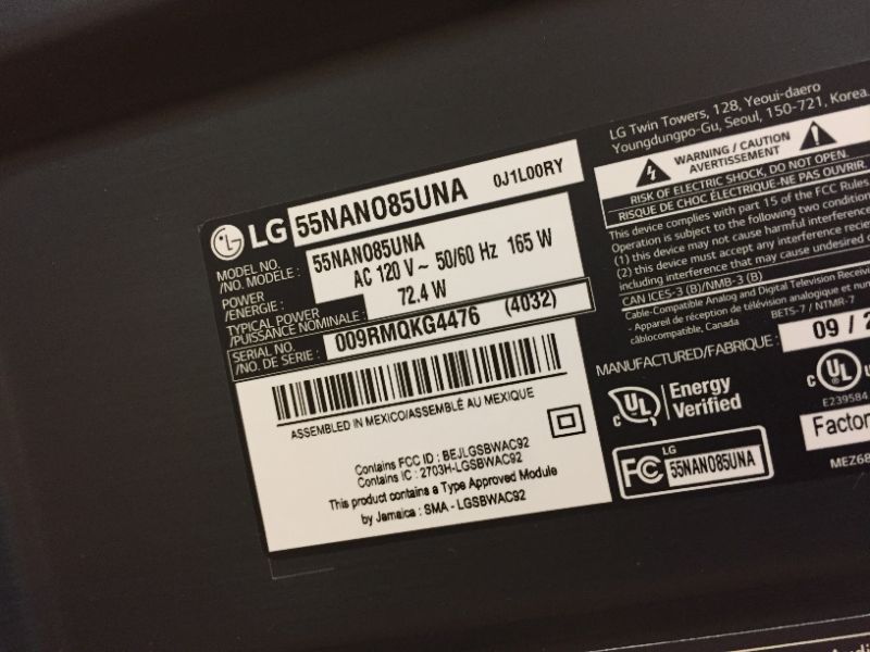 Photo 4 of LG 55NANO85UNA Alexa Built-In NanoCell 85 Series 55" 4K Smart UHD NanoCell TV (2020)
