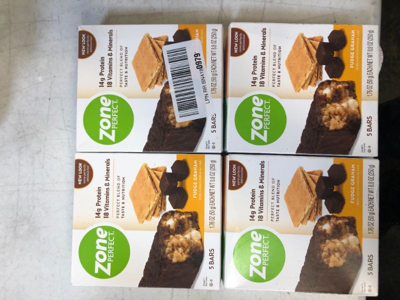 Photo 1 of 4 boxes of zone perfect protein bars 