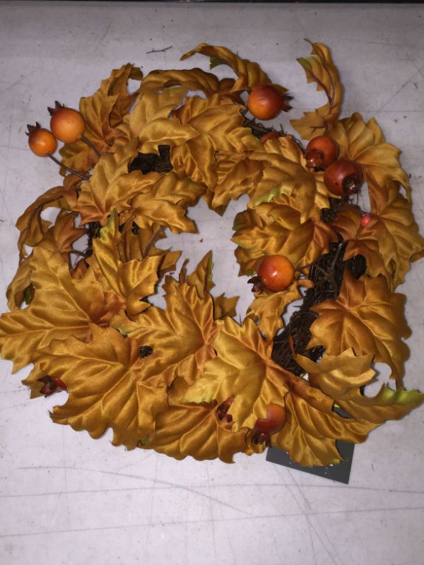 Photo 2 of 13" Artificial Maple Leaf Wreath - Threshold