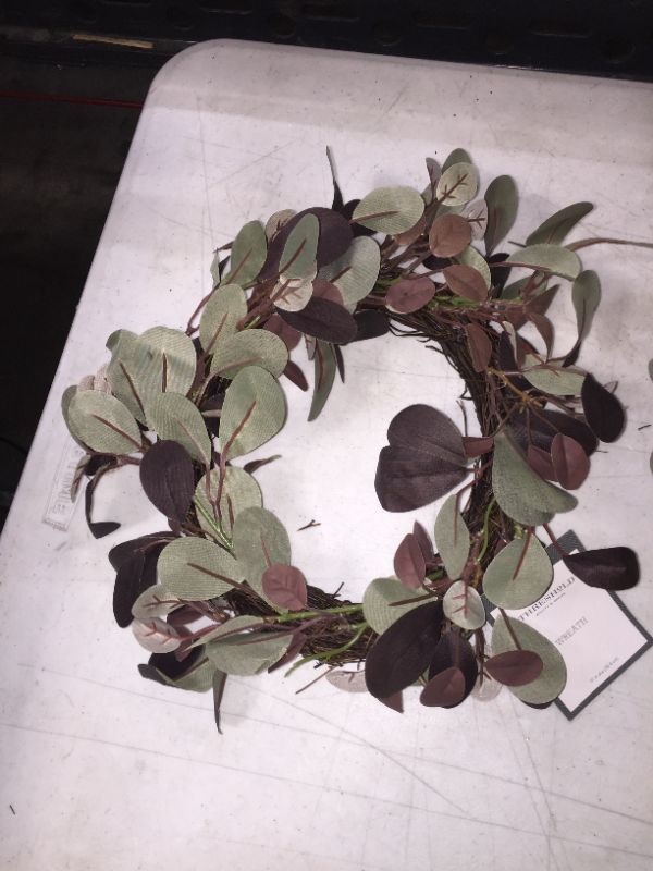 Photo 2 of 13" Artificial Leaf Wreath Purple/Brown - Threshold