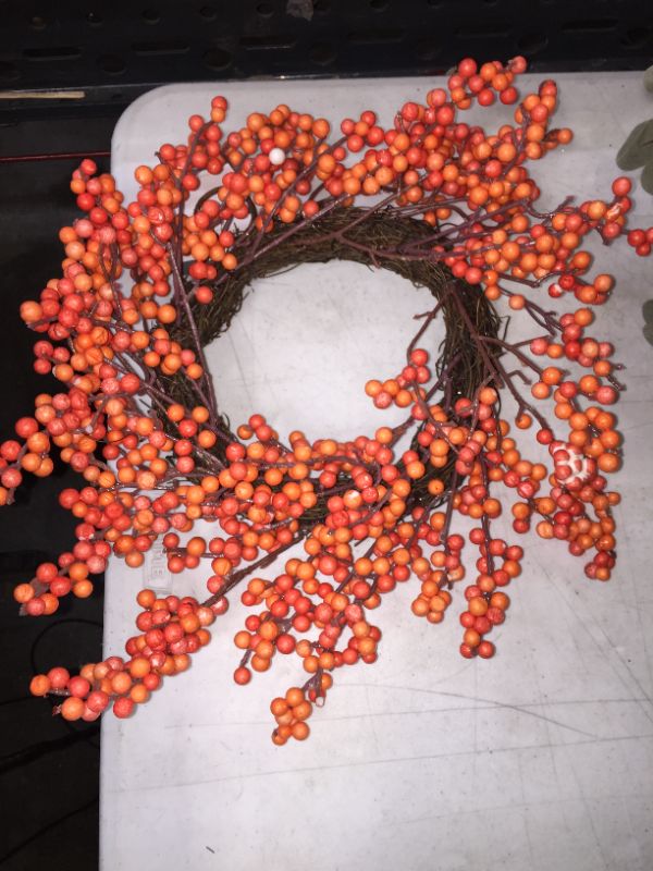 Photo 2 of 13.5" Artificial Berry Wreath Orange - Threshold