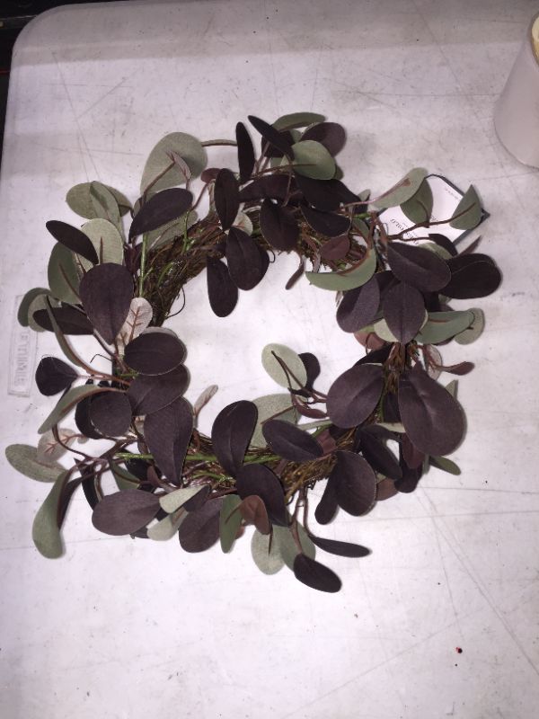 Photo 2 of 13" Artificial Leaf Wreath Purple/Brown - Threshold