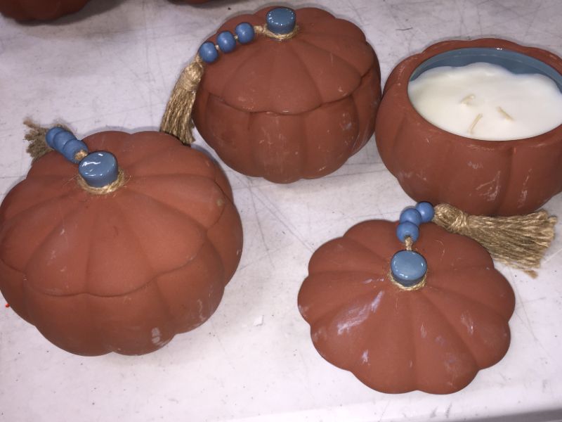 Photo 2 of 3 Pack 10oz Terracotta Pumpkin Blue Candle - Opalhouse designed with Jungalow