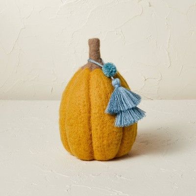 Photo 1 of 7.5" x 5" Felted Pumpkin Figurine Gold - Opalhouse designed with Jungalow

