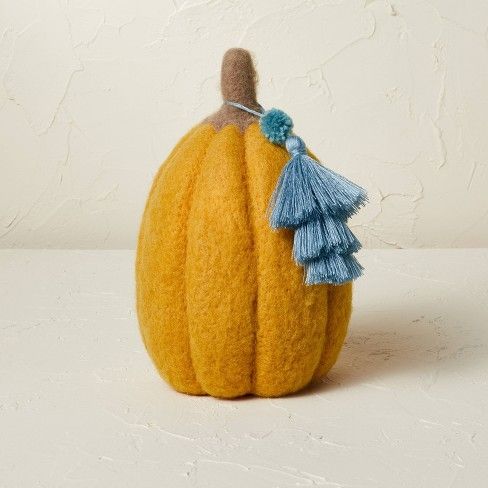 Photo 1 of 9" x 6" Felted Pumpkin Figurine Gold - Opalhouse designed with Jungalow