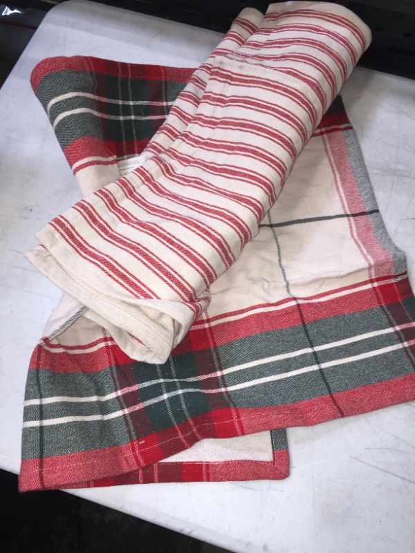 Photo 2 of 2pc Holiday Plaid & Multi Stripe Kitchen Towel Set Red/Green - Hearth & Hand with Magnolia
