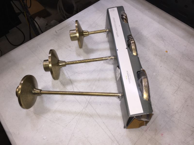 Photo 2 of 11" x 4" Set of 3 Tapers Cast Aluminum Candle Holder with Brass Finish Gold