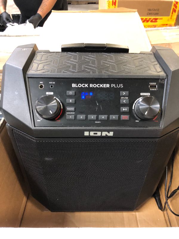 Photo 2 of Ion Audio Block Rocker Plus 100W Portable Speaker, Battery Powered with Bluetooth, Microphone & Cable, Am