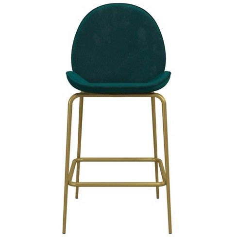 Photo 1 of Astor Velvet Upholstered Counter Stool with Brass Metal Legs - CosmoLiving by Cosmopolitan
