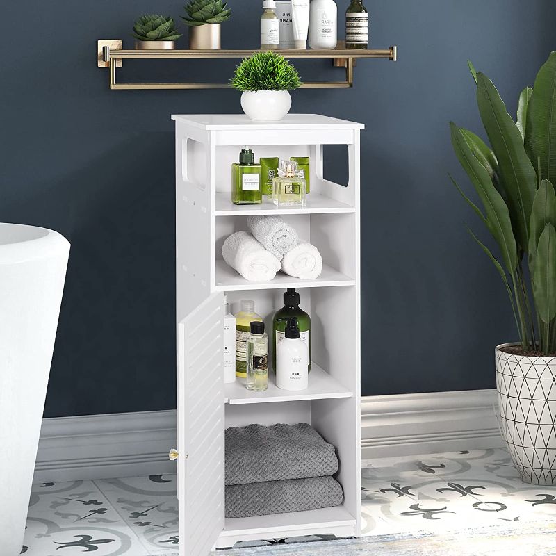 Photo 1 of Bathroom Waterproof Cabinet,White Floor Standing Storage Cabinet Home StorageFurniture Shelf,Suitable for Toilet Bedroom Kitchen Living Room,80x28x24cm
