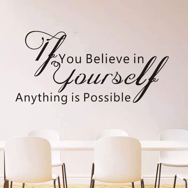 Photo 1 of AnFigure Inspirational Wall Decal, Office Wall Decals, Quotes Boy Girls Teen Gym Classroom Life Motivational Word Vinyl Art Home Decor Stickers If You Believe in Yourself Anything is Possible 22"x10"
