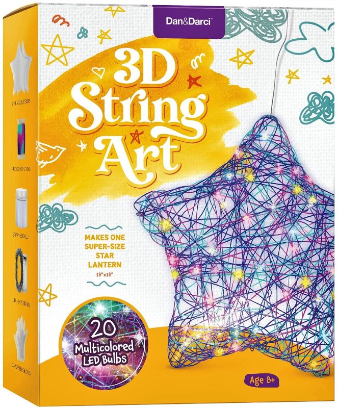 Photo 1 of 3D String Art Kit for Kids - Makes a Light-Up Star Lantern with 20 Multi-Colored LED Bulbs - Kids Gifts - Crafts for Girls and Boys Ages 8-12 - DIY Arts & Craft Kits for 8, 9, 10, 11, 12 Year Old Girl
