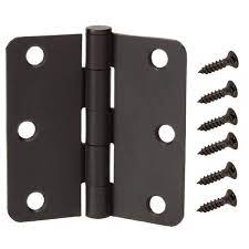 Photo 1 of 3-1/2 in. Oil Rubbed Bronze 1/4 in. Radius Door Hinges Value Pack (3-Pack)
