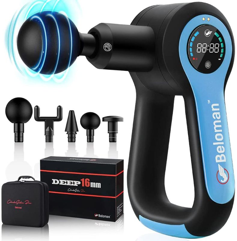 Photo 1 of Massage Gun, Beloman Deep Tissue Percussion Muscle Massager Gun with Adjustable Arm, 6 Speeds Portable Body Massager for Athletes, Rotatable Handle, for Muscle Recovery & Pain Relief
