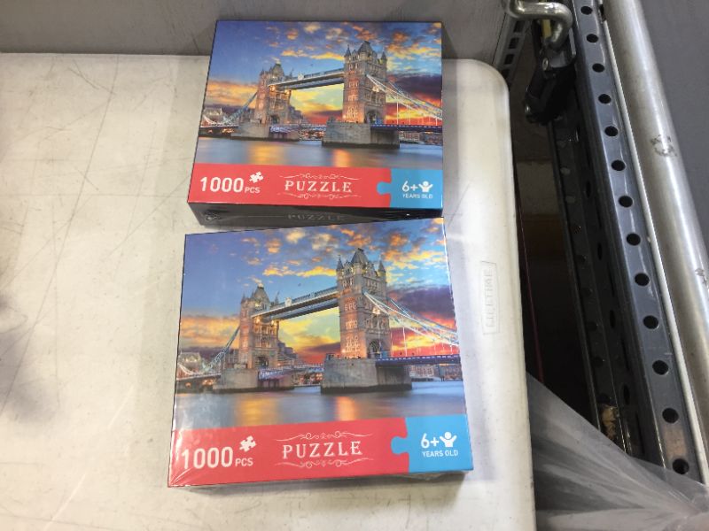 Photo 2 of Garlictoys Jigsaw Puzzles 1000 Pieces for Adults Tower Bridge para adultos Challenging Magical Youth Friends Family Fun Game Toy Gift 2 PACK 
