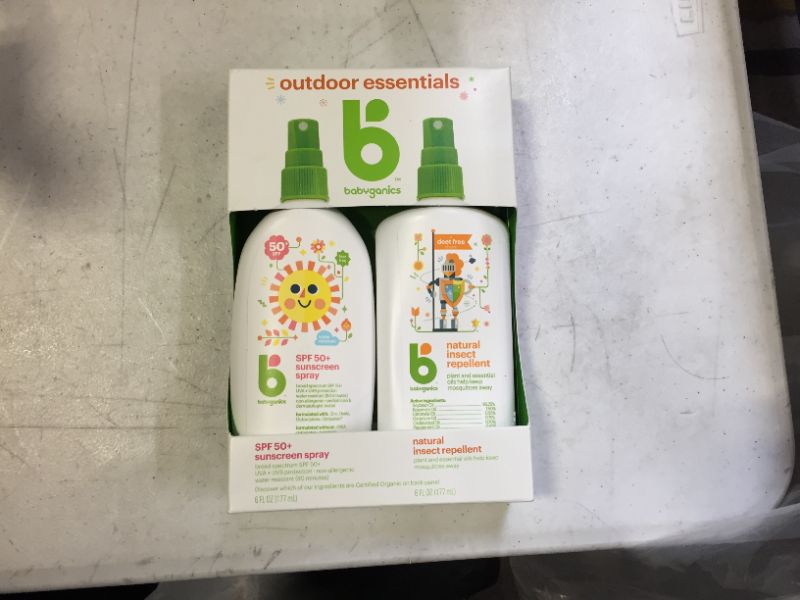 Photo 1 of Babyganics SPF 50 Baby Sunscreen Spray UVA UVB Protection and DEET Free Bug Repellent, 2 Pack (6 Ounce) expired 03/01/2023
