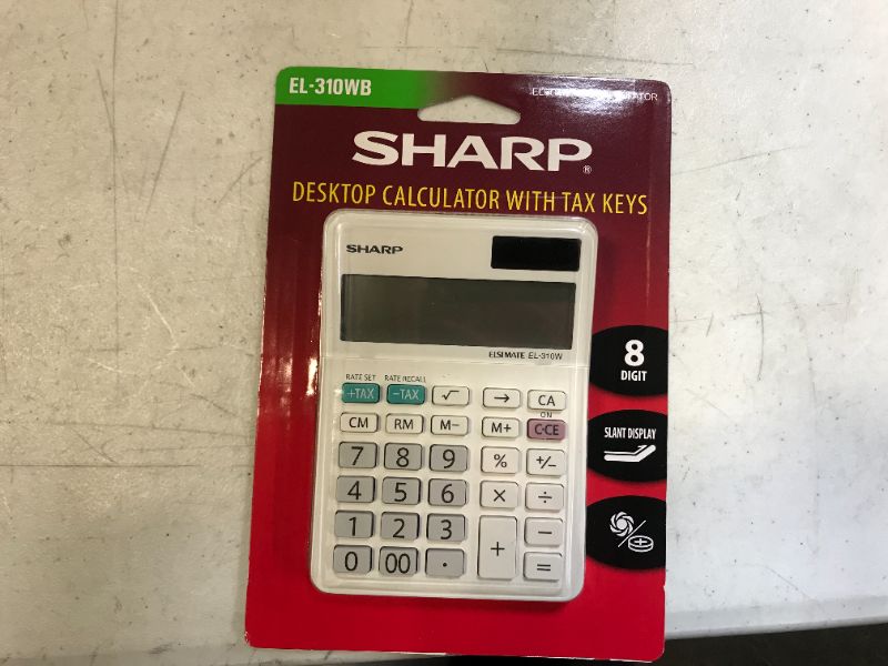 Photo 2 of Sharp EL-310WB Calculator, White 3.125, 3.38 x 4.75 x 1.0 inches
