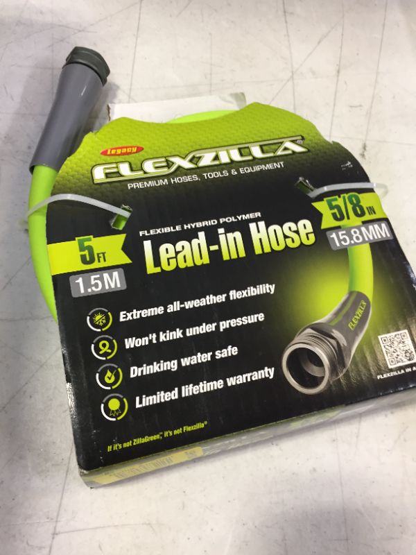 Photo 1 of Flexzilla® Garden Lead-in Hose, 5/8" x 5', 3/4" - 11 1/2 GHT Fittings, Flexible