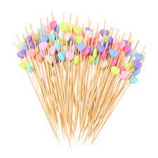 Photo 1 of 200pcs 12cm Cocktail Picks Creative Handmade Heart Shape Bead