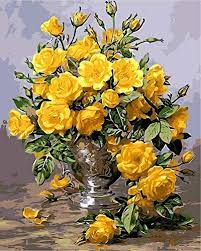 Photo 1 of NEWSIGHG DIY OIL PAINTING PAINTWORKS PAINT BY NUMBERS FOR KIDS AND ADULTS YELLOW ROSE