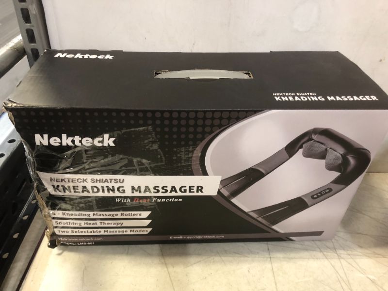 Photo 2 of Nekteck Shiatsu Deep Kneading Massage Pillow with Heat, Speed Control, and Bi-Direction Control - Black