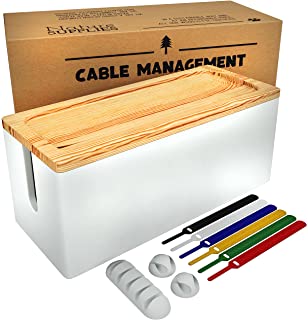 Photo 1 of Small Rustic Real Wood Cable Management Box Cord Organizer,