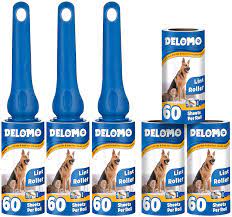 Photo 1 of DELOMO Lint Rollers for Pet Hair Extra Sticky, Upgrade Portable Lint Roller with 3 Rollers + 6 Paper Rolls, 360 Sheets Total, Perfect for Furniture, Couch, Carpet, Car Seat & Clothing, Blue