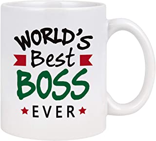 Photo 1 of Best Boss Ever Mug Worlds Best Boss Coffee Mugs Funny Best Boss Gifts for Men Women Boss Gift Presents Ideas 11 Oz White