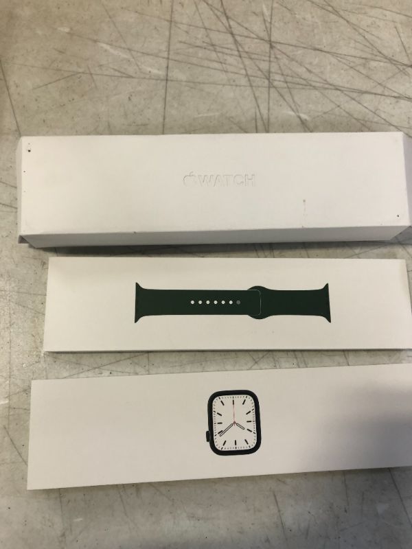Photo 4 of Apple Watch Series 7 GPS, 45mm Green Aluminum Case with Clover Sport Band - Regular