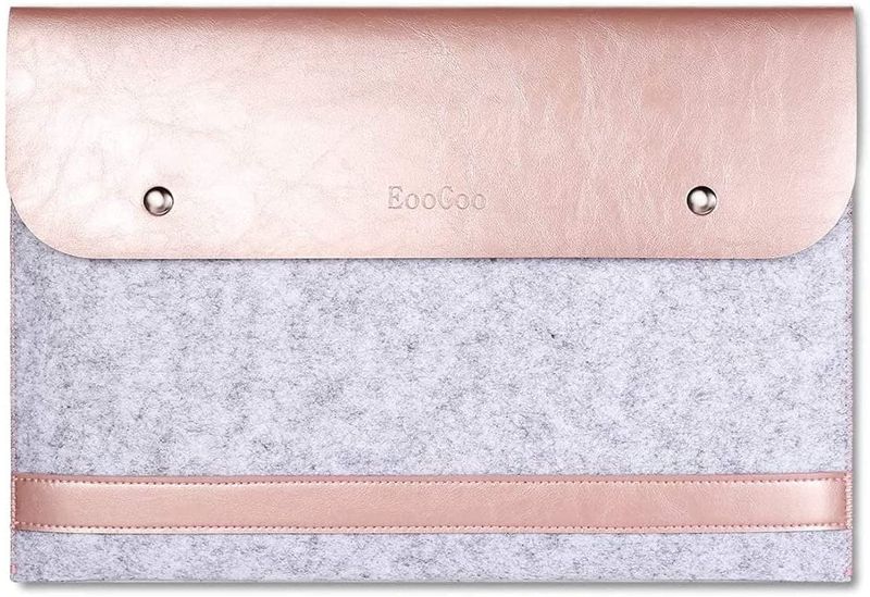 Photo 1 of EooCoo Laptop Sleeve Compatible for 2017-2020 New MacBook Air 13 M1 A2337 A2179 A1932 / Pro 13 M1 A2338 A2251 A2289 A2159 A1706 A1989 A1708, Splice Microfiber Leather Sleeve Case - Rose Gold
