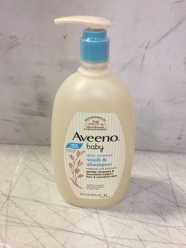 Photo 2 of Aveeno Baby Daily Moisture Gentle Bath Wash & Shampoo with Natural Oat Extract, Hypoallergenic, Tear-Free & Paraben-Free Formula for Sensitive Hair & Skin, Lightly Scented, 33 fl. oz
