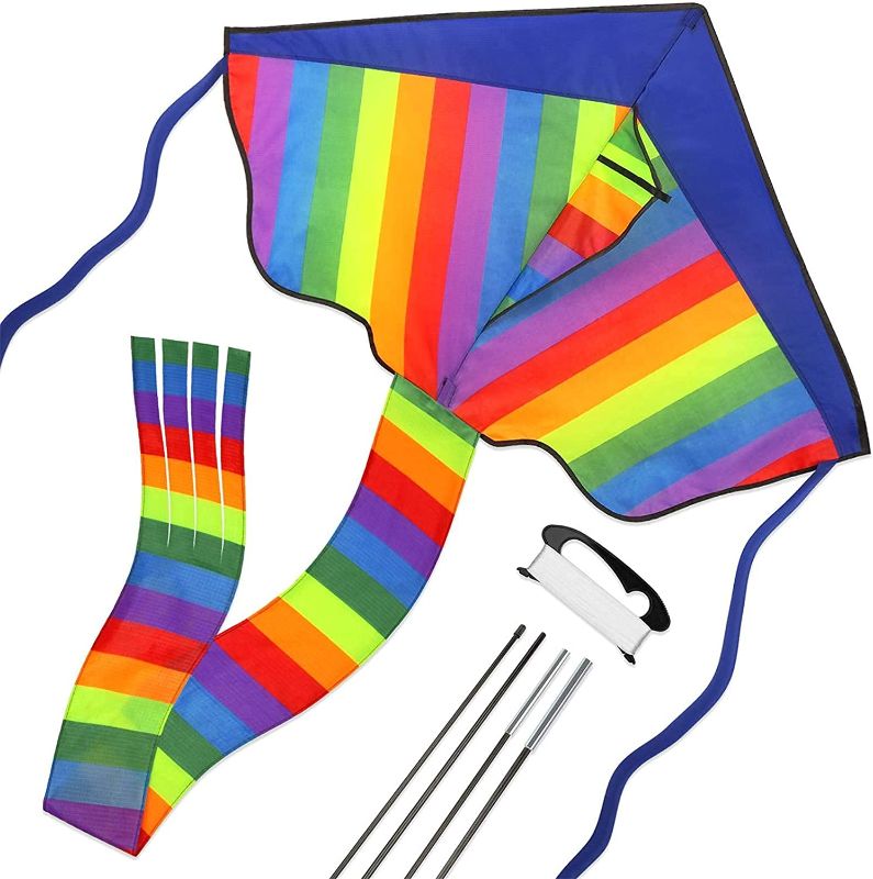 Photo 1 of Maliton Kite, Rainbow Kites for Kids & Adults, Easy to Fly for Beach Games Outdoor Activities, Kites with Long Colorful Tail, Best Gift to Create Precious Memories with Family & Friends
