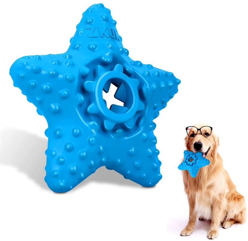 Photo 1 of ZKOK - Starfish Dog Treat Toys Dog Chew Toys for Aggressive Chewers - Indestructible Tough Durable Natural Rubber Teeth Cleaning Toy, Interactive Dog Treat Toys for Large Dogs (Blue X-Large)

