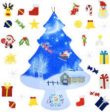Photo 1 of 3.4ft Felt Christmas Tree Set for Toddlers Kids DIY Christmas Trees Decoration Kits with 30pcs Detachable Ornaments for Kids Craft Hanging Wall Xmas Gifts Christmas Party Supplies