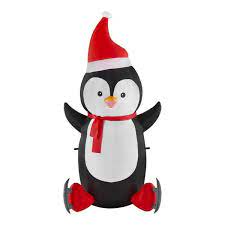 Photo 1 of 6.5 ft Pre-Lit LED Airblown Penguin with Skates Christmas Inflatable
