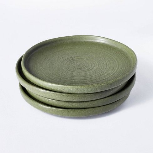 Photo 1 of 10" 4pk Stoneware Dinner Plates Green - Threshold designed with Studio McGee