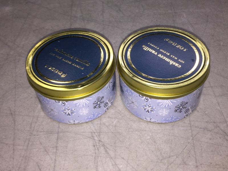 Photo 2 of 5oz Tin Cashmere Vanilla Candle Blue - Threshold™ 2 PACK