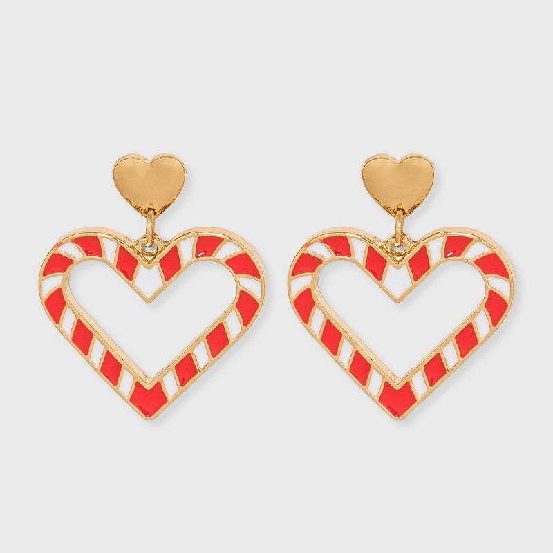 Photo 1 of Girls' Candy Cane Heart Earrings - Art Class™ 2 PAIRS
