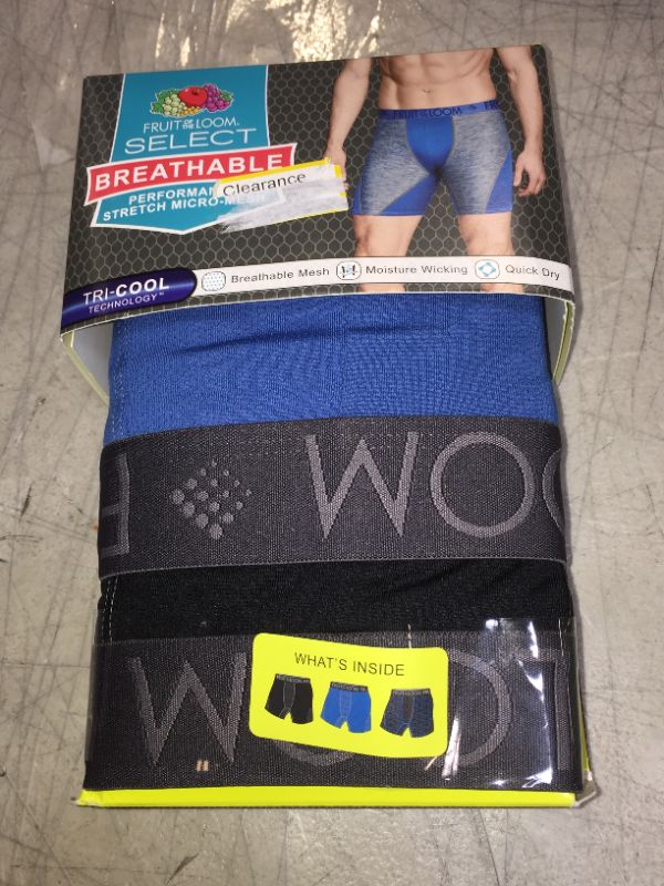 Photo 1 of Fruit of the Loom Select Men's Breathable Performance Boxer Briefs 3pk - Black/Blue/Gray XL
