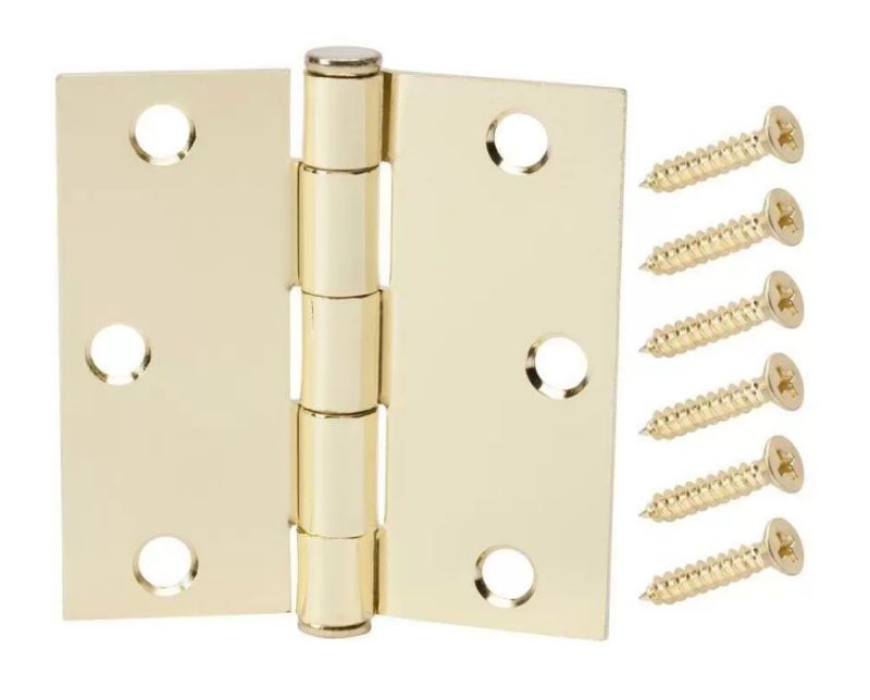 Photo 1 of 5 pack, Everbilt 3-1/2 in. Satin Brass Square Corner Door Hinge