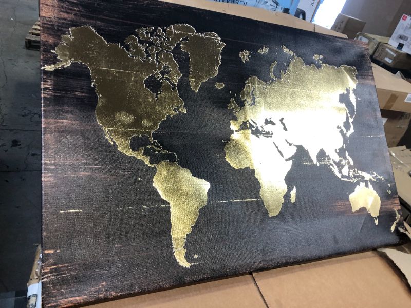 Photo 1 of BLACK AND GOLD MAP CANVAS ART 