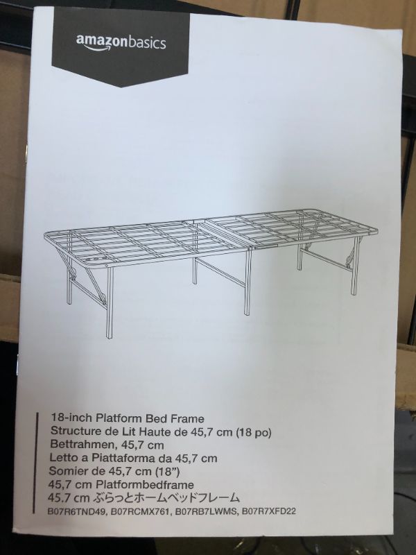 Photo 2 of Amazon Basics Foldable, 18" Black Metal Platform Bed Frame with Tool-Free Assembly, No Box Spring Needed - Twin
