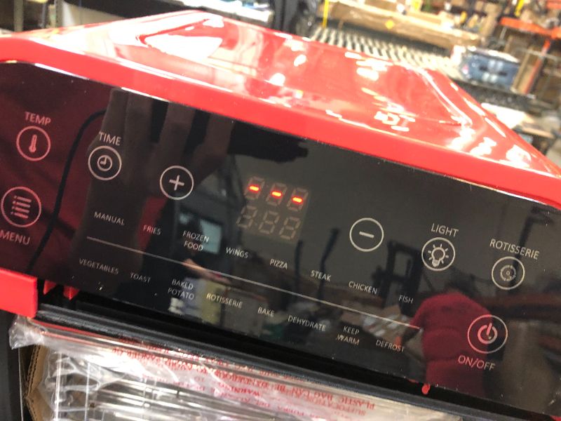 Photo 1 of GoWISE USA GW44801 Deluxe 12.7-Quarts 15-in-1 Electric Air Fryer Oven with Rotisserie and Dehydrator + 50 Recipes (Red), QT
