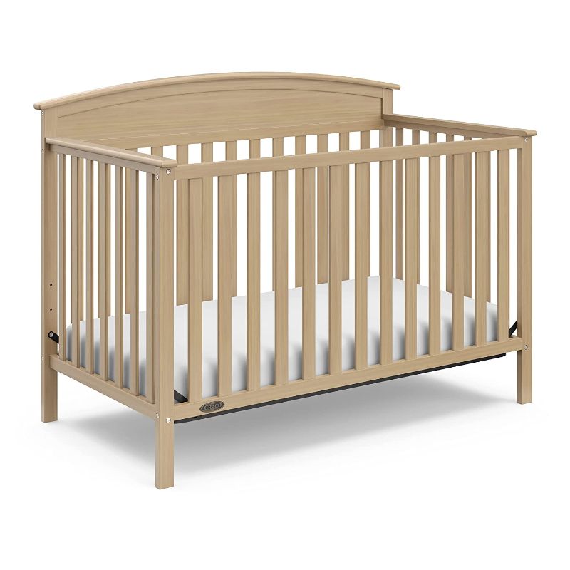 Photo 1 of Graco Benton 4-in-1 Convertible Crib (Driftwood) Solid Pine and Wood Product Construction, Converts to Toddler Bed, Day Bed, and Full Size Bed (Mattress Not Included)
